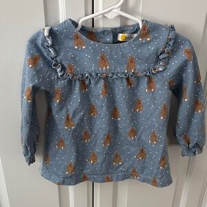 Baby Boden Blue Bear Pattern Long Sleeve Tee